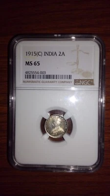 1915(C) India Silver 2 Annas NGC MS65 - Image 1 of 2