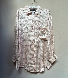 Rusty Women's Printed 100% Silk Ivory Blouse Medium Long Sleeve Casual Pocket - Picture 1 of 7