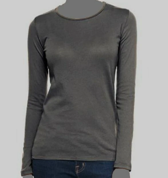 Top para mujer Majestic Paris gris elástico manga larga cuello redondo talla 5 $155 Foto 1 de 1