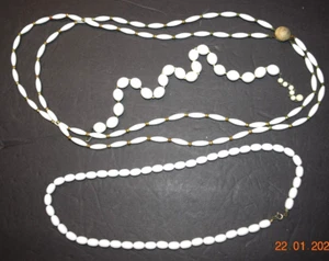 VINTAGE, THREE (3) WHITE FASHION NECKLACES, (11 - 15 inches Long), Circa 1960s - Picture 1 of 3