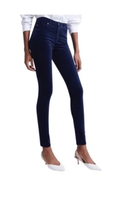 Pantalones ajustados Citizens of Humanity azul marino terciopelo Rocket tiro alto talla 26 Foto 1 de 4