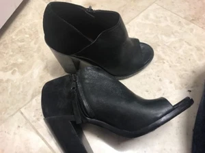 Rag & Bone "Mabel" schwarzer Leder Wildleder Peeptoe Bootie Größe 37,5 NEU 495 $ - Bild 1 von 11