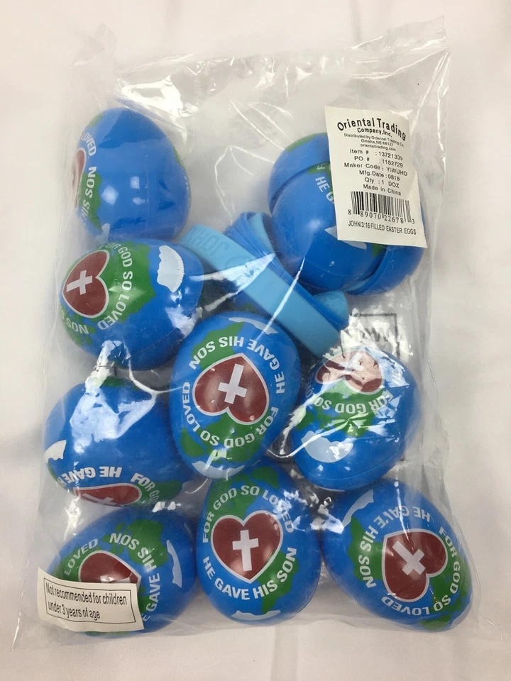 Nuevo Juan 3:16 Pulsera-Plástico Relleno 12 Huevos de Pascua Caza Azul Jesús Cruz  Foto 1 de 1