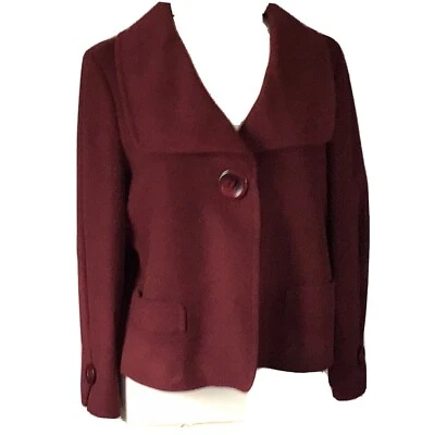 Ellen Tracy Size 10 Merlot 85% Wool 15% Angora Jacket Very Soft  - Image 1 of 4