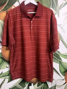 Camisa de golf Nike de manga corta roja a rayas secas calce grande - Imagen 1 de 7