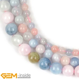 6mm 8mm 10mm Colorful Morganite Natural Stone Round Beads For Jewelry Making 15" - Picture 1 of 30
