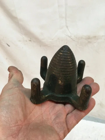 Primitive Cast Iron Fence Post Cap Bullet Shell Finial Victorian Antique 3.5in Cover