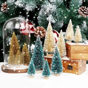 24PCS Artificial Mini Bottle Brush Trees Christmas Village Trees with Wood Base - Picture 1 of 6