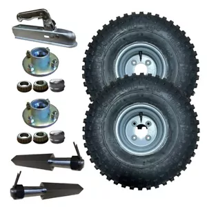ATV Trailer Kit 22X11-8 Wheels & Tyres Coupling Head Stub Axles & Hubs - Picture 1 of 4