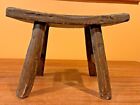 Primitive Handmade Curved Wooden Bench Foot Rest Stool Table Splayed Legs  BIN For Sale