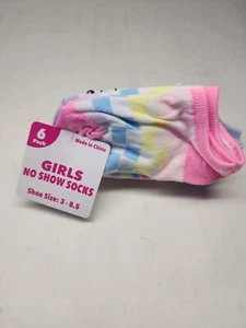6 Pairs Of Girls Cozy No Show Socks Size 3-8.5 NWT - Picture 1 of 3