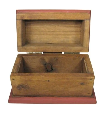Jane Carroll Box Wood Signed Painted Red Jewelry Decor Rustic Size 10 In Storage - Image 1 of 4