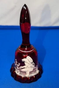 Westmoreland Glass 5 " Ruby Bell Mary Gregory Design Signed - Picture 1 of 6