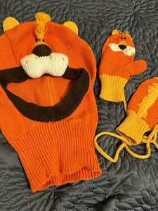 Hanna Andersson Halloween Animal Sweater Hat Mittens Knitted S 3 4 3T 4T - Picture 1 of 5