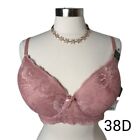 Women's Bra 38D Mauve Pink Lace Full Coverage Padded Straps Underwire 38D Bra NW