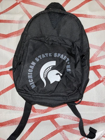 Michigan State Spartans Kids Mini Backpack School Bag, Black Grey White Cover