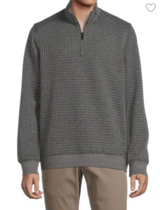 BUGATCHIMock Neck Half Zip Waffle Knit Sweater XL Charcoal Color - Picture 1 of 11
