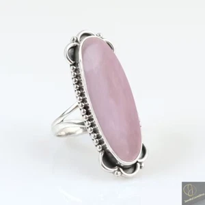 Rose Quartz Solid 925 Sterling Silver Beautiful Statement Ring, All Size M990 - Picture 1 of 5