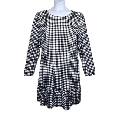 J.Crew Factory Womens White Black Ribbon Bow Gingham Shift Dress Size L NWT - Image 1 of 4