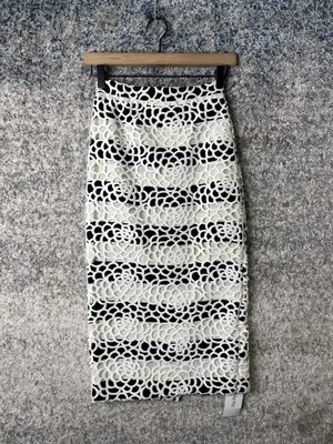 A.L.C. Women’s White Della Floral Striped Lace Overlay Pencil Skirt Size 0 - Image 1 of 4