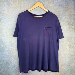 VTG 90s Polo Ralph Lauren T Shirt Mens Sz L Navy Blue Pocket Pony Logo  - Picture 1 of 7