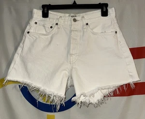 AGOLDE Parker Shorts Damen 26 weiß Denim Cut Off Button Fly hoher Bund - Bild 1 von 11