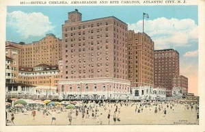 Vintage Postcard Hotels Chelsea Ambassador Ritz Carlton Atlantic City - Picture 1 of 2