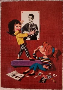 RARA CARTOLINA 1960 ELVIS PRESLEY JAIL HOUSE ROCK POSTER STAMPATA IN OLANDA PC - Foto 1 di 5