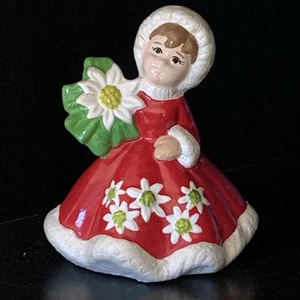 Figura Niña Cerámica Navidad De Colección Flores Blancas Daytona Artesano Aficionado - Imagen 1 de 10