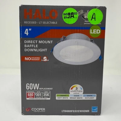 Downlight deflector empotrado LED Halo 4" LT seleccionable 60W repuesto Foto 1 de 4