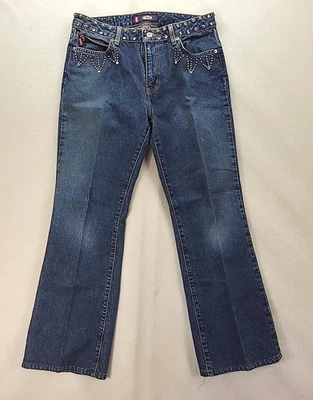 Vintage 90s Bongo Jeans Embellished w Rhinestones and Studs Size 9 - Image 1 of 4