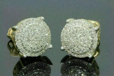 Men's Women's 14K Yellow Gold Plated2Ct Lab-Created Diamond Cluster Stud Earring - Image 1 of 3