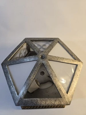  Готический антикварный шестиугольный потолочный светильник в стиле ар-деко с креплением заподлицо веревка Quatrefoil ≈ 12 дюймов - Изображение 1 из 4