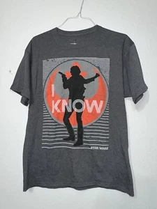 Star Wars Disney Parks Han Solo (I Know) Gray T Shirt size Large short sleeve - Picture 1 of 3