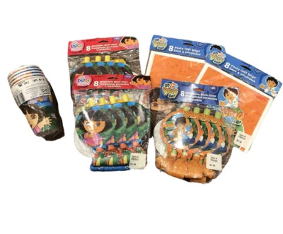Lote de 6 piezas de artículos de fiesta vintage Dora & Diego nuevos en paquetes bolsas sopladas Foto 1 de 4