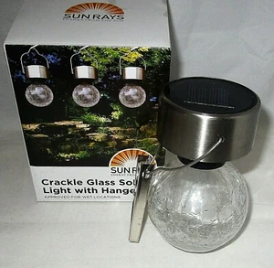 CRACKLE GLASS SOLAR LIGHT ~Up To 8 Hours of Light ~ On/off Switch ~ 1 light - Picture 1 of 1
