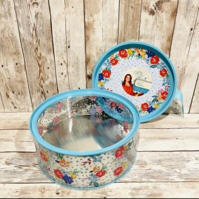 The Pioneer Woman Birthday Floral Round Container Treat Snack Favor Tin With Lid - Image 1 of 4