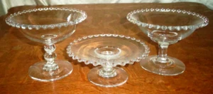 Elegante Juego de 3 Bolas Acampanadas Pedestal Candlewick de Vidrio Imperial - Imagen 1 de 3