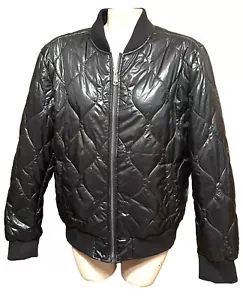 Chaqueta Bomber Love & Sports by Stacey & Michelle Puffer Negra Brillo Talla L 12-14 - Imagen 1 de 5