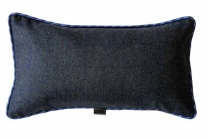 Charcoal with Blue Windowpane / Solid Navy Blue stripe silk piping, 48x28 - Picture 1 of 4