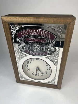 Orologio Vintage Lochan Ora Importato Specchio Liquori 13" x 9" Birra Bar Uomo Cave Funziona - Immagine 1 di 4