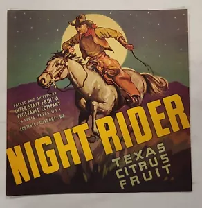 Label Night Rider Citrus Oranges Texas LA Feria - Picture 1 of 1