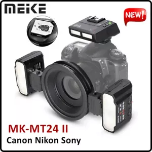 MEIKE MK-MT24 Macro Twin Flash Light Ring Speedlite For Canon Sony Nikon Camera - Picture 1 of 7