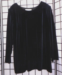 Jessica Howard Black Velour Top, Plus, sz 18W - Picture 1 of 5