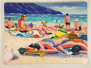 Diana Persson Acrylic Medium "Beach Barbque" 24"Wx 18"H - Picture 1 of 11