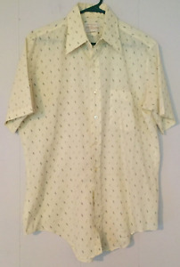 vintage 70's Arrow Kent collection button-up shirt size 15.5 (med.) white/design