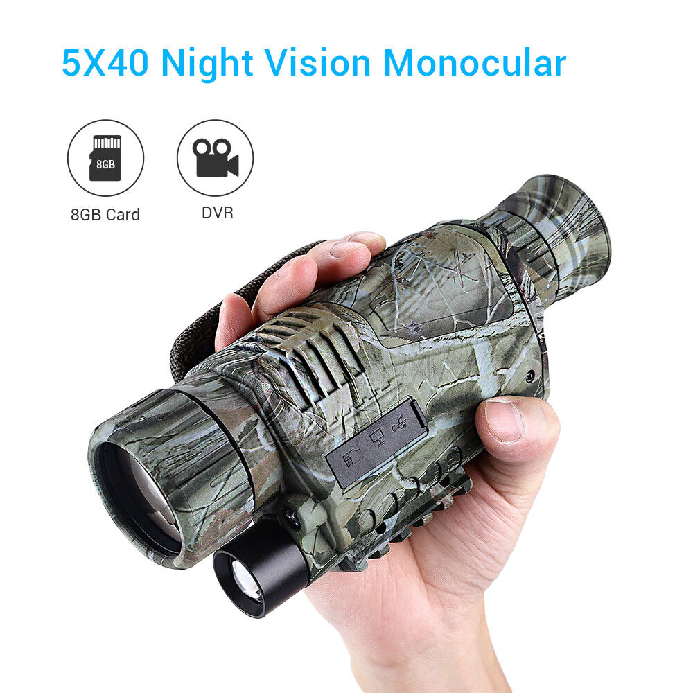 Gafas de Visión Nocturna IR Monocular CAM Vigilancia GEN 8GB libre de alcance de caza 