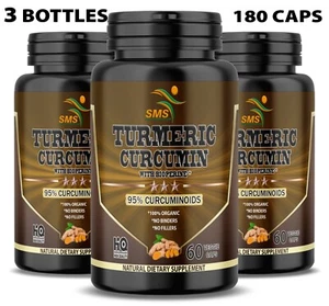 3 X TURMERIC 10,000mg EXTREME 95% CURCUMIN TUMERIC EXTRACT CAPSULES ANTIOXIDANT - Picture 1 of 8