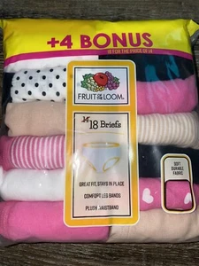 Fruit Of The Loom ~ Girls Tagless 18-Pair Underwear Brief Cotton (B) ~ Size 14 - Picture 1 of 3