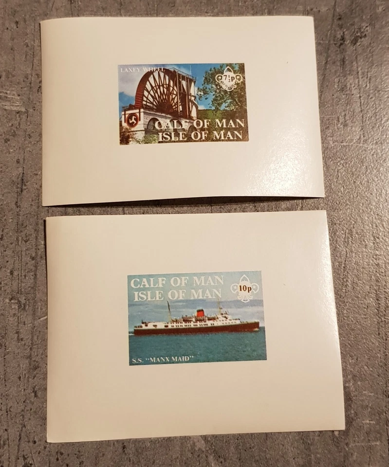 CALF OF MAN ISLE OF MAN- SHIPS &BRIGE 2 MINI  BLOCKS  IMPERFORED MNH Foto 1 de 1